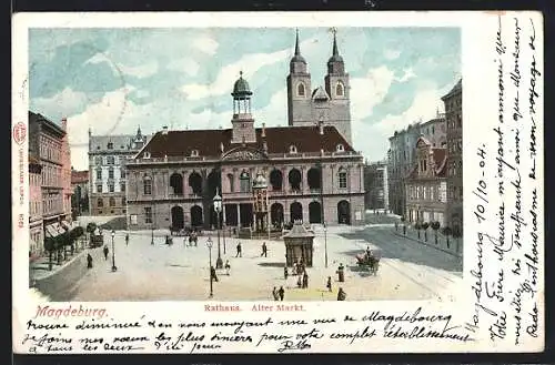 AK Magdeburg, Alter Markt mit Rathaus