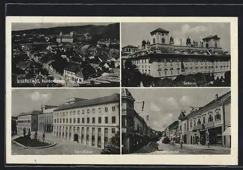 AK Eisenstadt, Hauptstrasse mit Geschäften und Leuten, Landhaus, Schloss