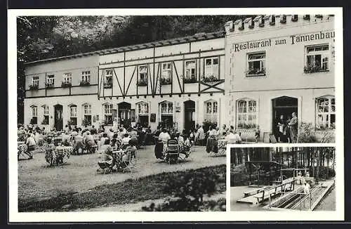 AK Bad Wörishofen / Allgäu, Waldrestaurant Tannenbaum u. Wassertretplatz Kalte Ulrichsquelle