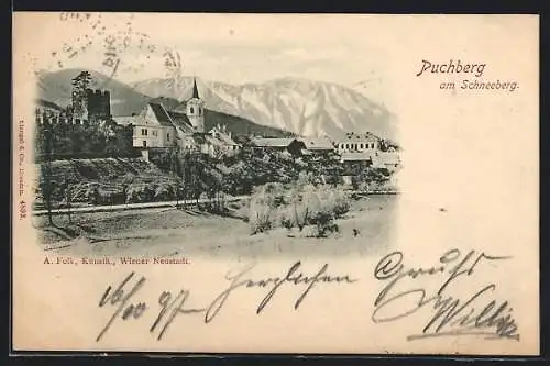 AK Puchberg am Schneeberg, Teilansicht mit Kirche und Burgruine