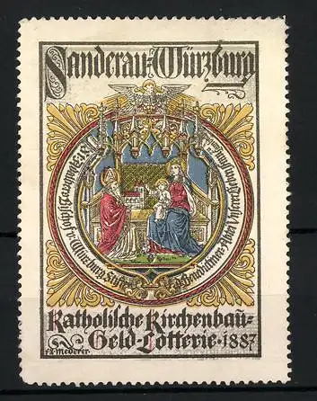 Reklamemarke Sanderau-Würzburg, Katholische Kirchenbau-Geld-Lotterie, Gnadenbild