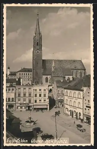 AK Eggenfelden, Oberer Hauptplatz mit Kirche