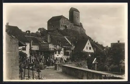 AK Sargans, Ortsansicht mit Schloss