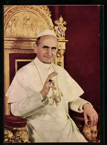 AK Papst Paul VI. sitzt auf dem Heiligen Stuhl