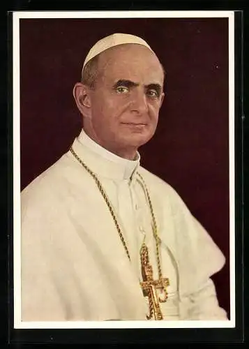 AK Papst Paul VI. blickt in die Kamera