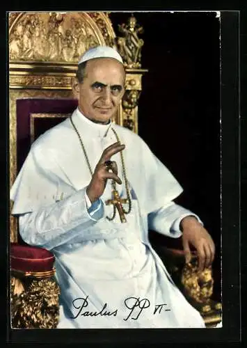 AK Portrait von Papst Paul VI. mit segnender Hand