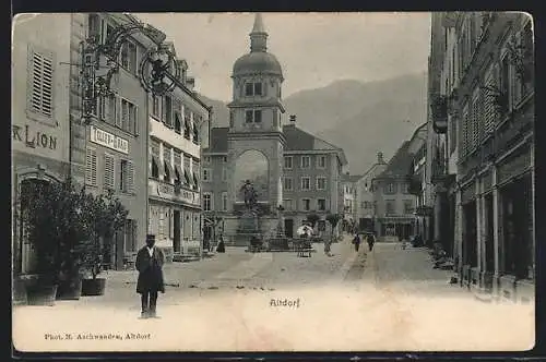 AK Altdorf, Strassenleben mit Gasthaus und Bäckerei