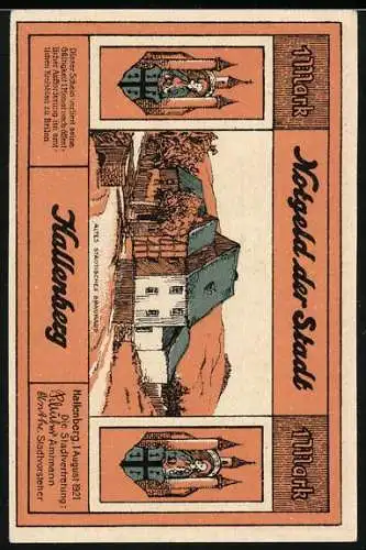 Notgeld Hallenberg 1921, 1 Mark, Altes Städtisches Brauhaus