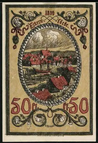 Notgeld Eckernförde 1921, 50 Pfennig, Ortsansicht