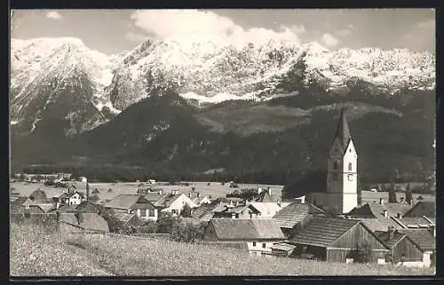 AK Bad Mitterndorf, Ortsansicht mit Kirche und Grimming