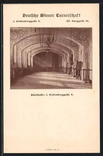 AK Wien, Deutsche Wiener Turnerschaft, Turnhalle I in der Liebenberggasse 4