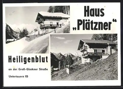 AK Heiligenblut an der Gross-Glockner Strasse, Hotel Haus Plätzner, Untertauern 15