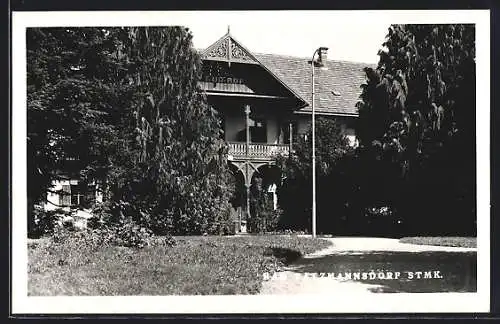 AK Bad Tatzmannsdorf /Stmk., Gebäude mit verziertem Vorbau