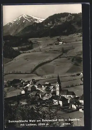 AK Wald am Schoberpass, Ortsansicht mit Kirche gegen Leobner