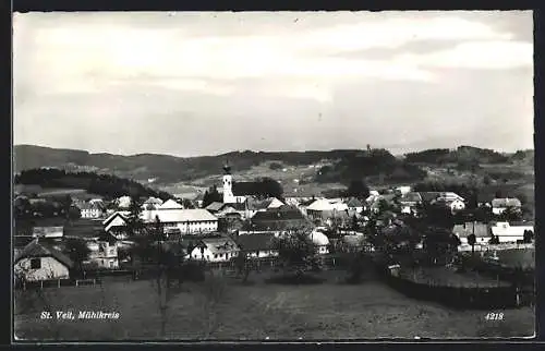 AK St. Veit im Mühlkreis, Ortsansicht mit Fernblick