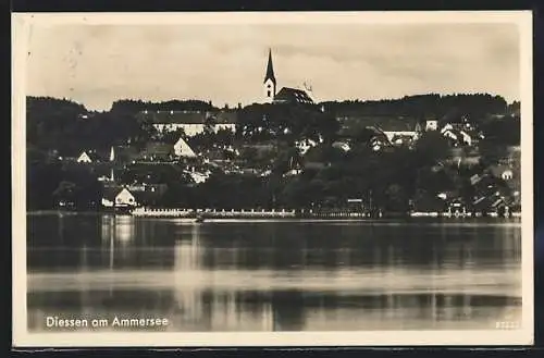 AK Diessen am Ammersee, Ortsansicht mit der Kirche vom Wasser aus