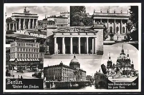 AK Berlin, Unter den Linden, Dom, Ehrenmal und Universität