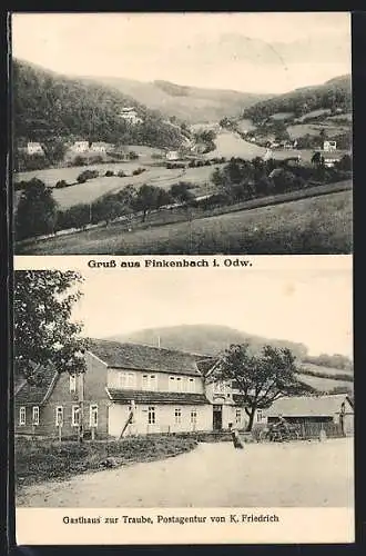 AK Finkenbach / Odenwald, Gasthaus zur Traube, Postagentur v. K. Friedrich