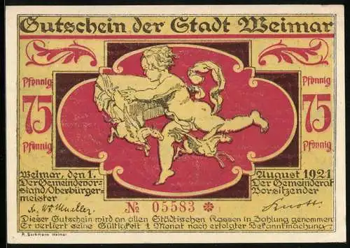 Notgeld Weimar 1921, 75 Pfennig, Die Menschen wollen alle essen