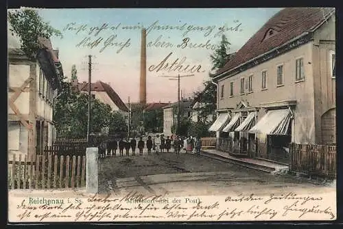 AK Reichenau, Strassenpartie im Mitteldorf bei der Post