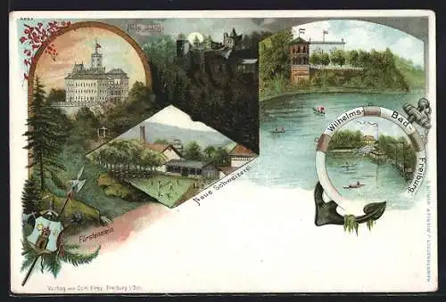 Lithographie Freiburg, Neue Schweizerei, Wilhelms-Bad, Fürstenstein