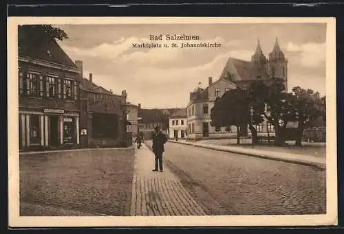 AK Bad Salzelmen, Marktplatz und St. Johanniskirche