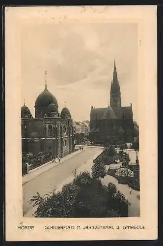 AK Hörde, Schillerplatz m. Jahndenkmal u. Synagoge