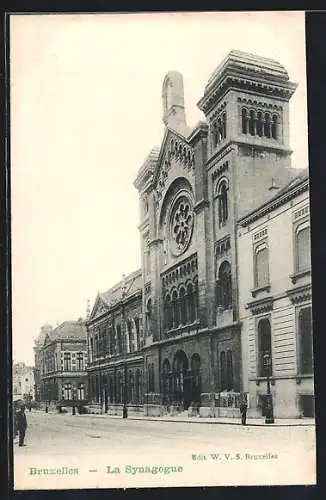 AK Brüssel / Bruxelles, La Synagogue, Strassenpartie an der Synagoge