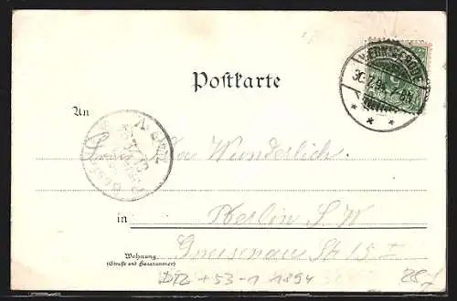Vorläufer-Lithographie Wernigerode, 1894, Restaurant zur Steinernen Renne, Steinerne Renne