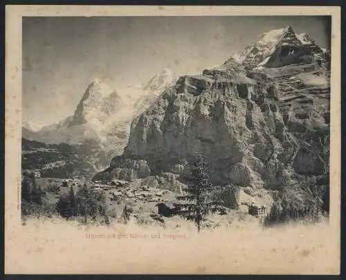 Riesen-AK Mürren, Panorama der Ortschaft mit den Bergen Eiger, Mönch und Jungfrau