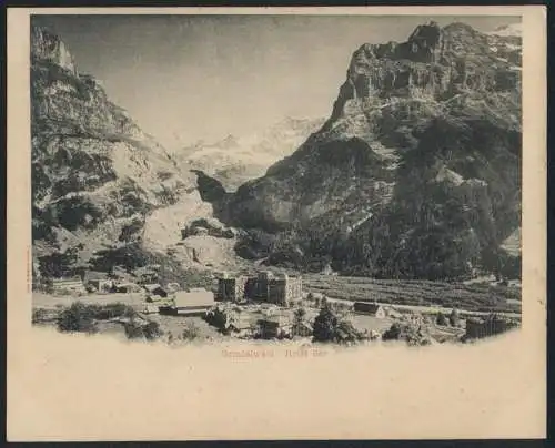 Riesen-AK Grindelwald, Ortsansicht mit Hotel Bär & Gebirgs-Panorama