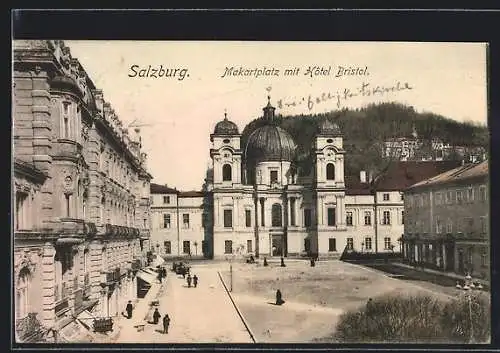 AK Salzburg, Makartplatz mit Hotel Bristol