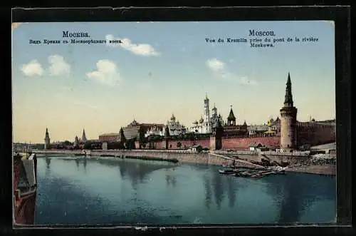 AK Moscou, Vue du Kremlin pirse du pont de la riviére Moskowa