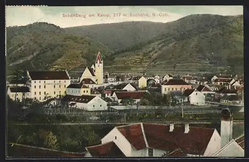 AK Schönberg am Kamp, Ortsansicht mit Walzmühle Josef Mantler