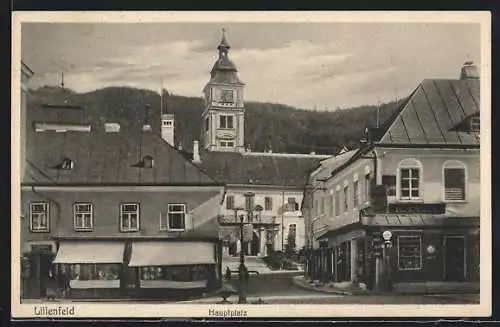 AK Lilienfeld, Motiv vom Hauptplatz mit Zapfsäule