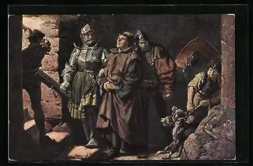 AK Eisenach, Wartburg, Reformationszimmer, Martin Luthers Ankunft auf der Wartburg