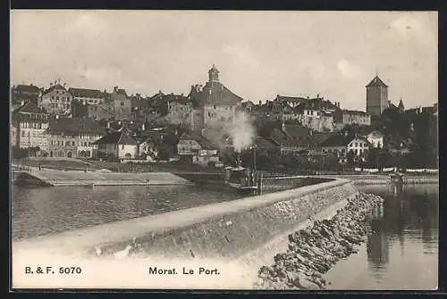 AK Morat, Le Port, Teilansicht mit Hafen