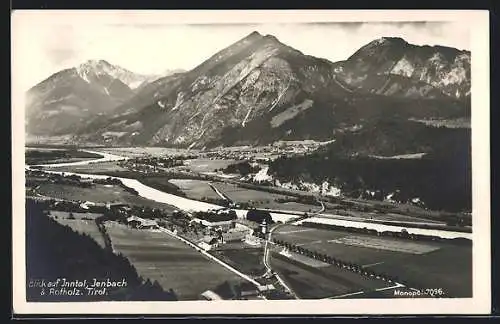 AK Jenbach /Tirol, Ortsansicht und Blick auf Rotholz und ins Inntal