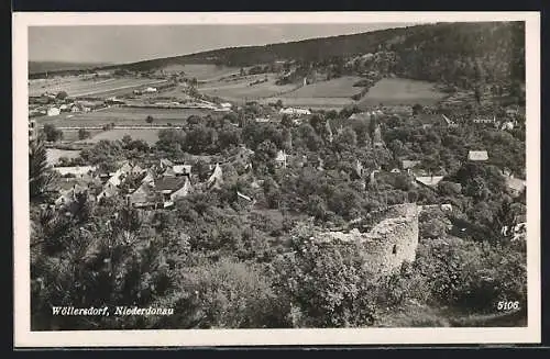 AK Wöllersdorf / Niederdonau, Totale vom Berg aus gesehen