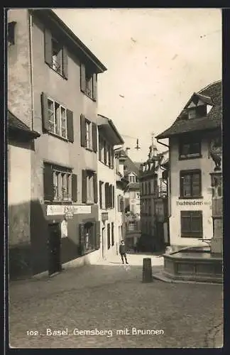 AK Basel, Gemsberg mit Brunnen