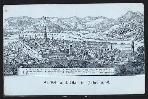 AK St. Veit a. d. Glan, Ortsansicht im Jahre 1649