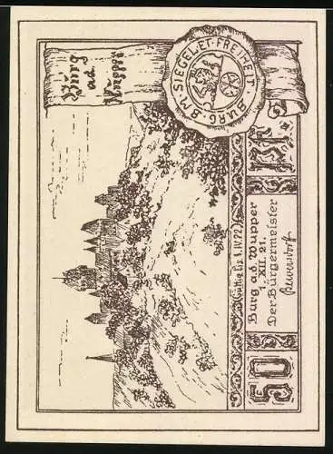 Notgeld Burg a. d. Wupper 1921, 50 Pfennig, Die Märchenerzählerin