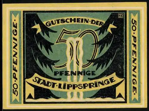 Notgeld Lippspringe 1921, 50 Pfennig, Zwei Frauen an der Quelle