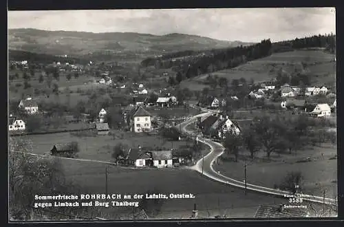 AK Rohrbach an der Lafnitz, Ortsansicht gegen Limbach und Burg Thalberg