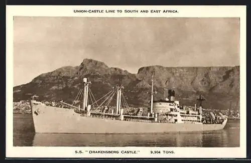 AK Steamer SS Drakensberg Castle, Union-Castle Line, 9,904 tons.
