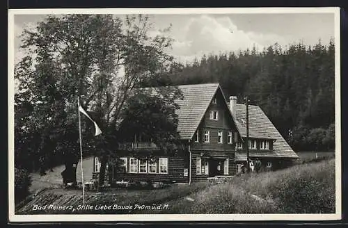 AK Bad Reinerz, Blick zur Stille Liebe Baude