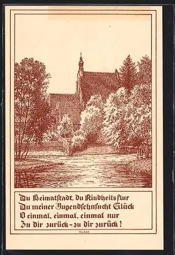 Künstler-AK Bromberg / Bydgoszcz, Kath. Pfarrkirche