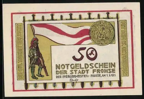 Notgeld Frohse 1921, 50 Pfennig, Die Schlacht bei Frohse