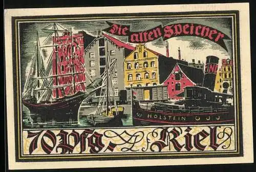 Notgeld Kiel 1921, 70 Pfennig, Kieler Herbstwoche für Kunst und Wissenschaft, die alten Speicher