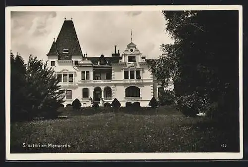 AK Graz, Mariagrün, Sanatorium mit Garten